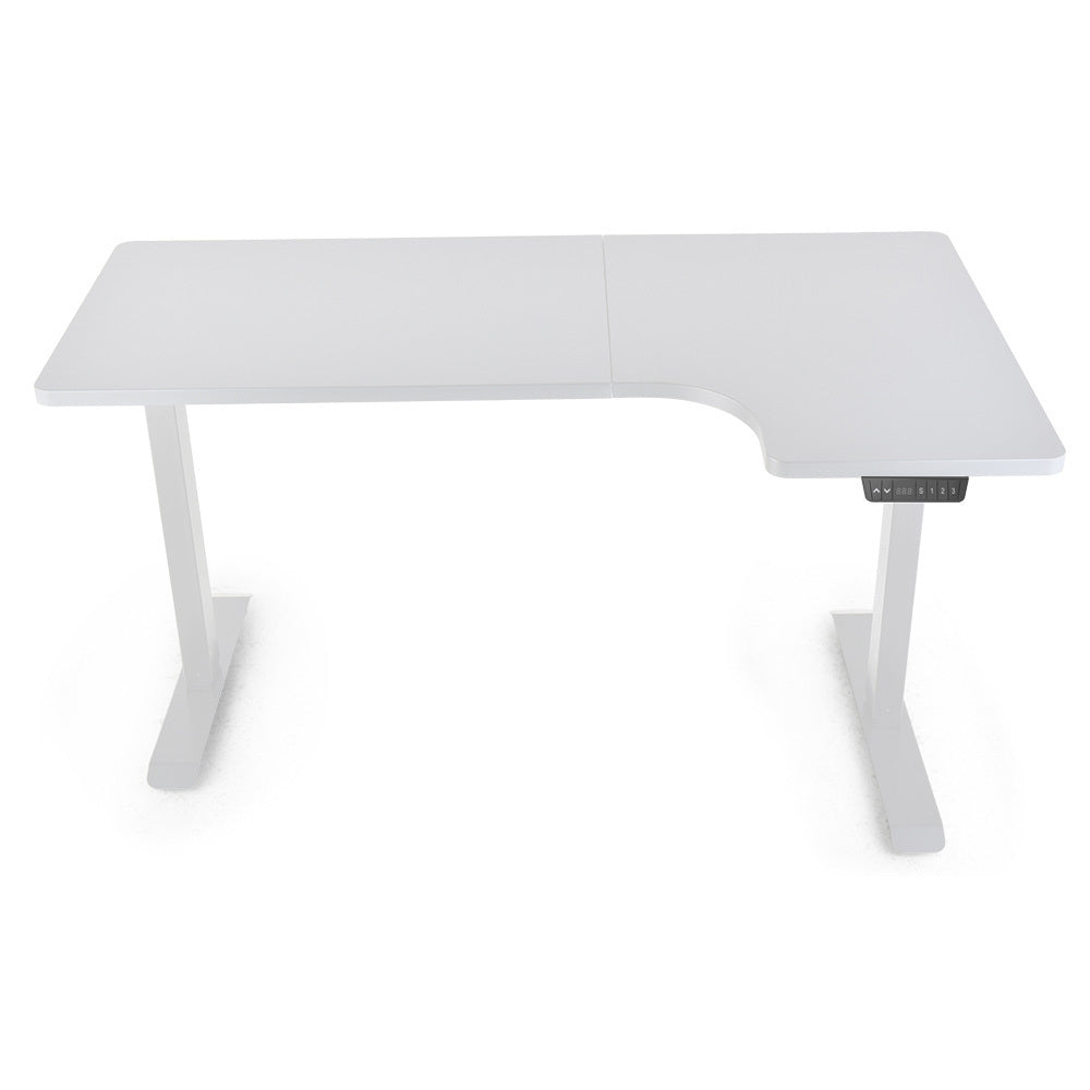 Fortia 145W X 60D 85D Dual Motor 80Kg Load Sit Stand Up R Hand Sided Corner Desk White/White Frame