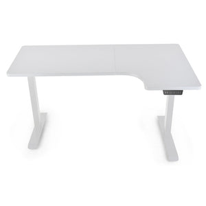 Fortia 145W X 60D 85D Dual Motor 80Kg Load Sit Stand Up R Hand Sided Corner Desk White/White Frame