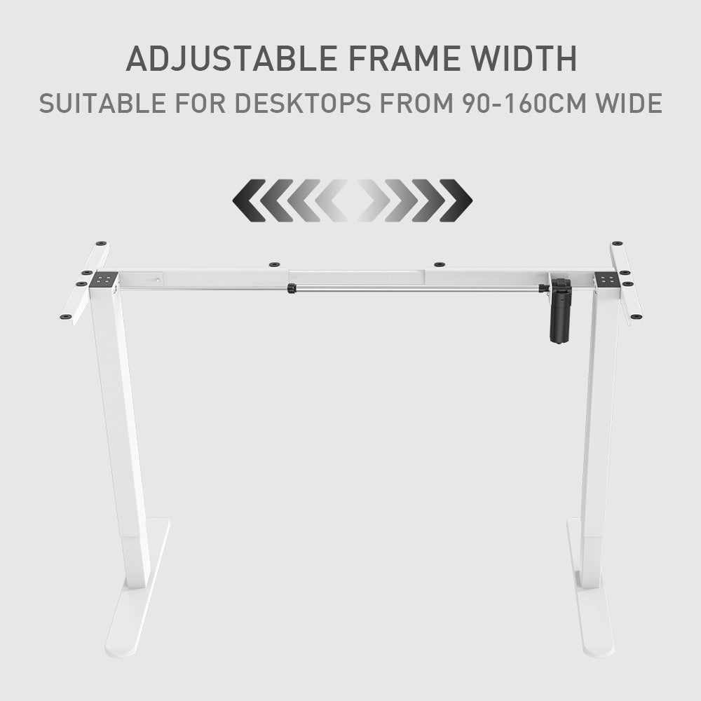 Fortia Single Motor Sit/Stand Desk Frame 58 X 90 135Cm 72 118Cm Height Adjustable 70Kg Load White