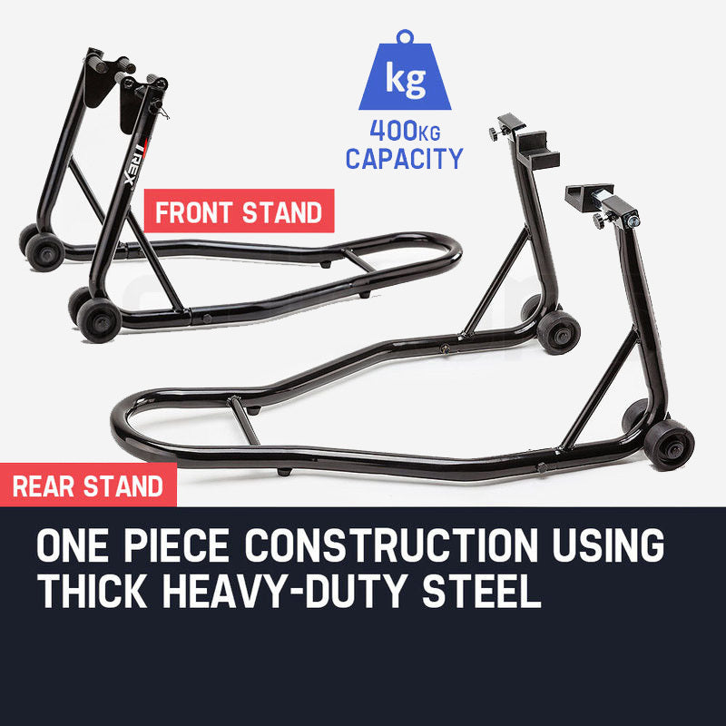 T Rex Motorcycle Stands Front & Rear Heavy Duty Motorbike Lift Paddock Steel