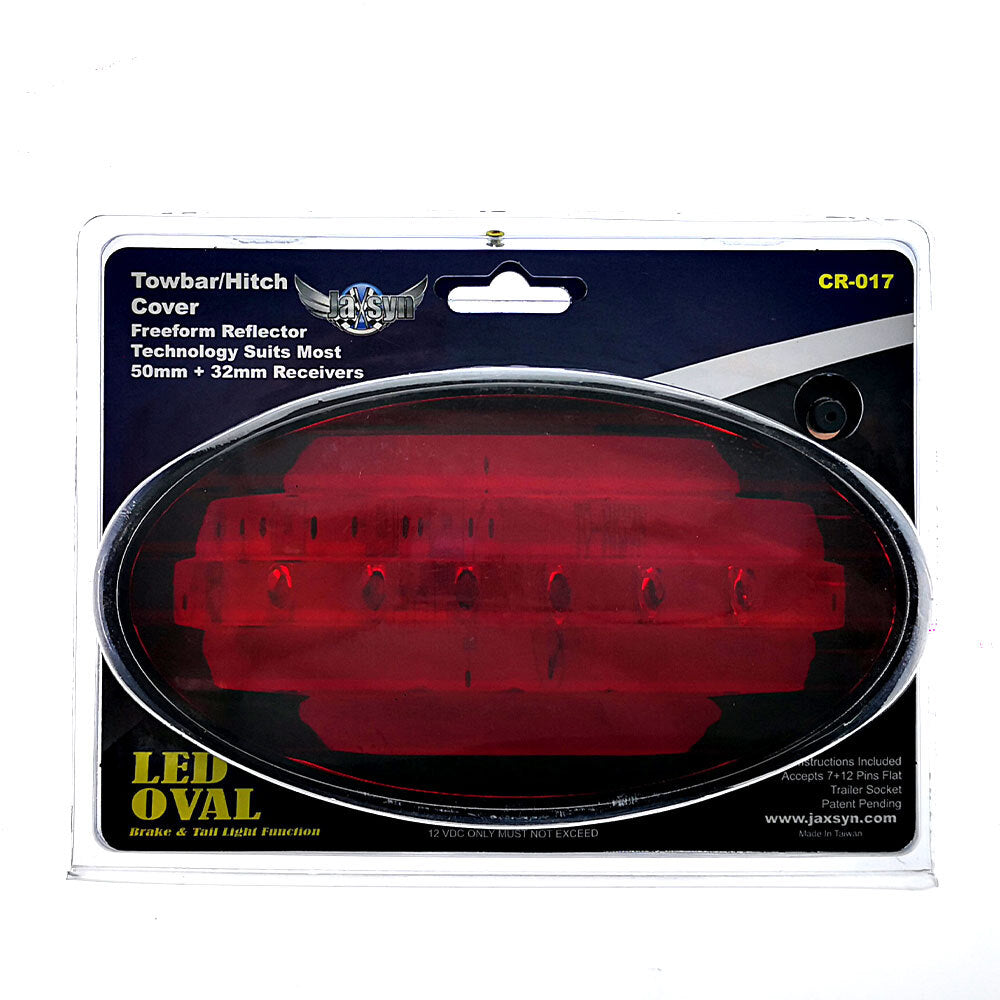 Jaxsyn Novelty Towbar Trailer Hitch Cover Red Oval Brake Light