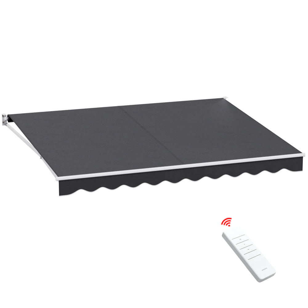 Instahut Retractable Folding Arm Awning Motorised Sunshade 4Mx3m Grey