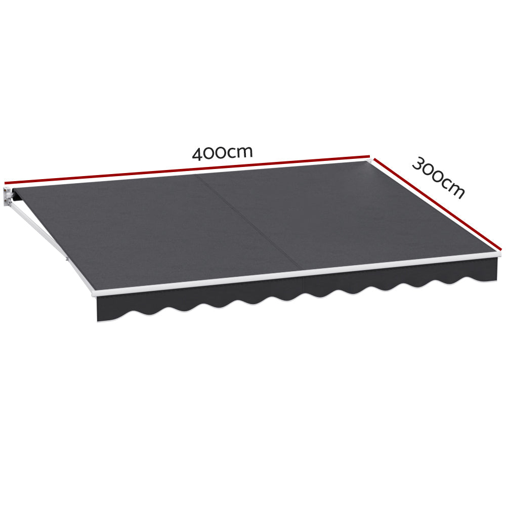 Instahut Retractable Folding Arm Awning Motorised Sunshade 4Mx3m Grey