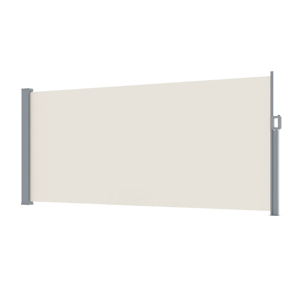 Instahut Side Awning Sun Shade Outdoor Blinds Retractable Screen 1.4X3m Cream