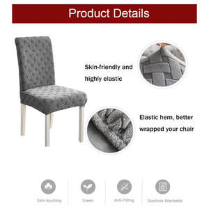 Chair Cover Light Grey Linear Design Anti Dirt Elastic Material For Slipcovers