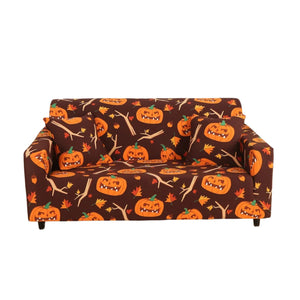 Sofa Cover Halloween Pumpkin Design Stretchable Non Slip Slipcover For