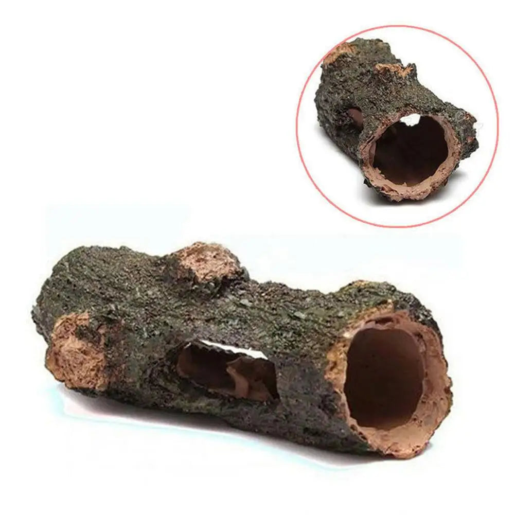 Aquarium Hollow Tree Tunnel Cave Ornament For Fish Shrimp Turtle Hiding Shelter