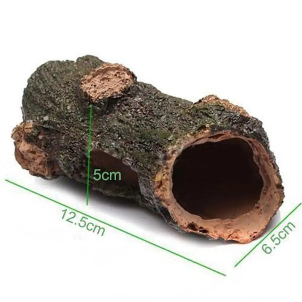 Aquarium Hollow Tree Tunnel Cave Ornament For Fish Shrimp Turtle Hiding Shelter