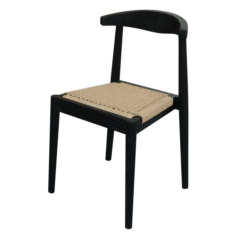 Arden Solid Oak Dining Chair With Loom (Black)