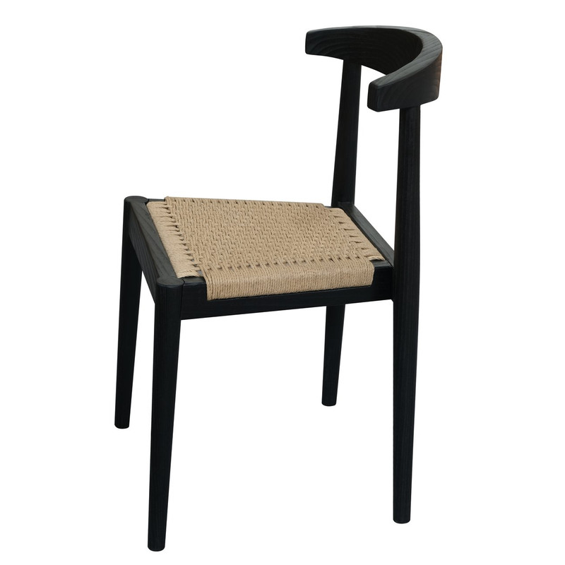 Arden Solid Oak Dining Chair With Loom (Black)