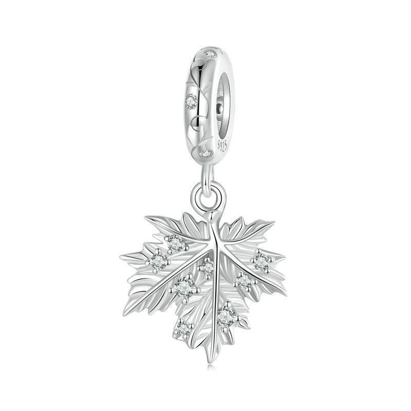 Veile Studios Silver Charm Original Maple Leaf Pendant S925 Bracelet Beads Decoration