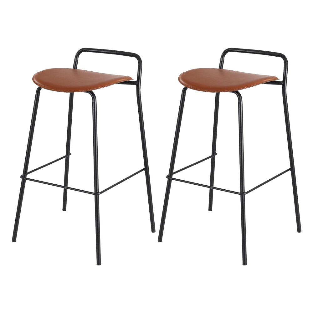 Artiss 2X Bar Stools Kitchen Counter Metal Brown