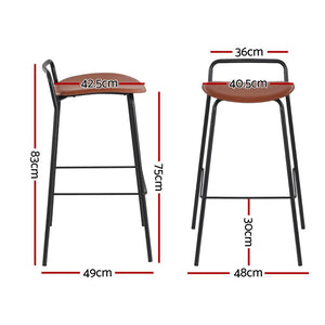 Artiss 2X Bar Stools Kitchen Counter Metal Brown