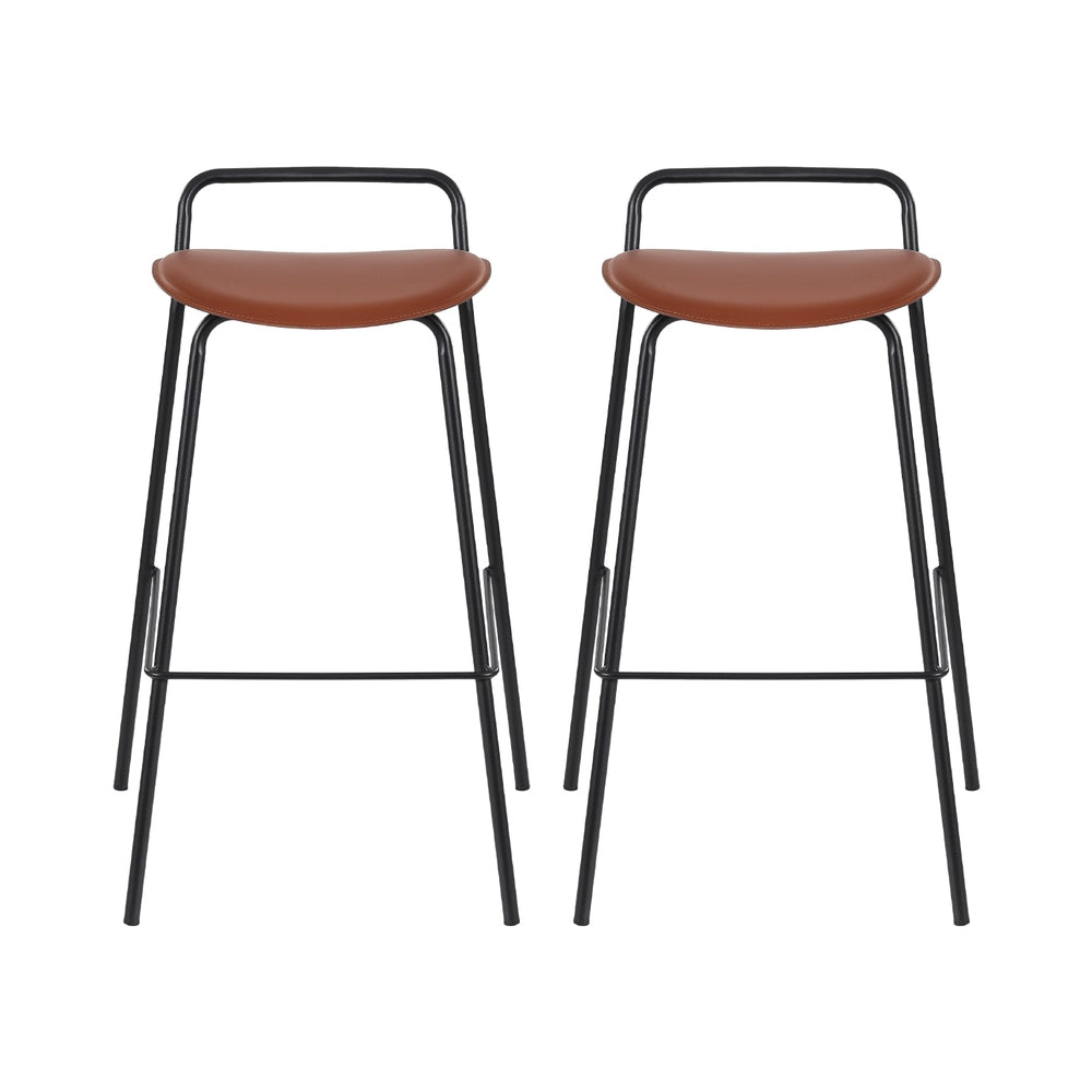 Artiss 2X Bar Stools Kitchen Counter Metal Brown