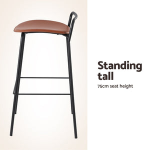 Artiss 2X Bar Stools Kitchen Counter Metal Brown