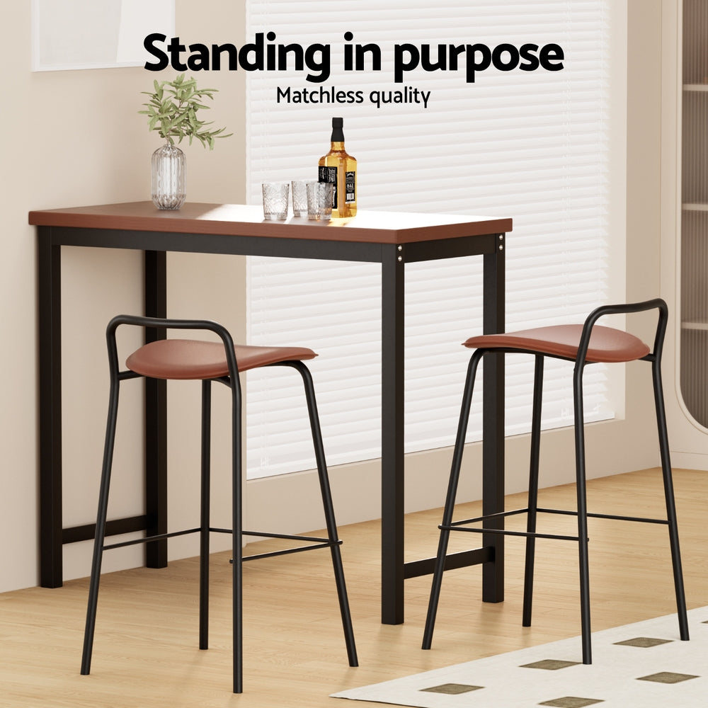 Artiss 2X Bar Stools Kitchen Counter Metal Brown