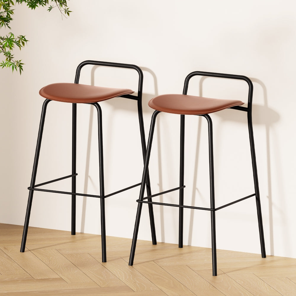 Artiss 2X Bar Stools Kitchen Counter Metal Brown