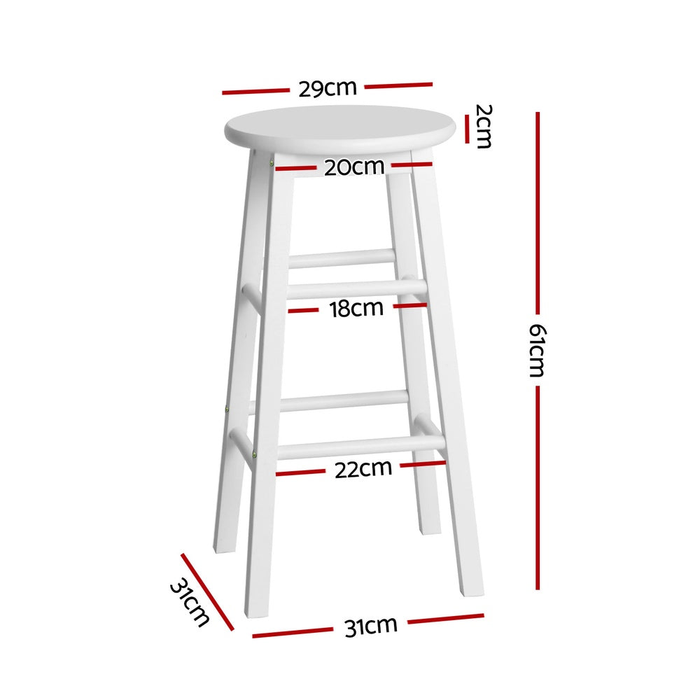 Artiss 4X Bar Stools Round Chairs Wooden White