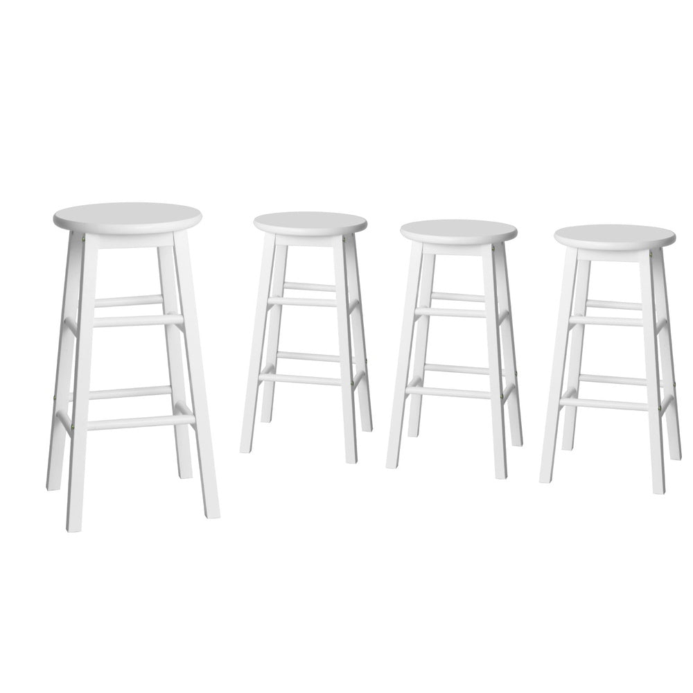 Artiss 4X Bar Stools Round Chairs Wooden White