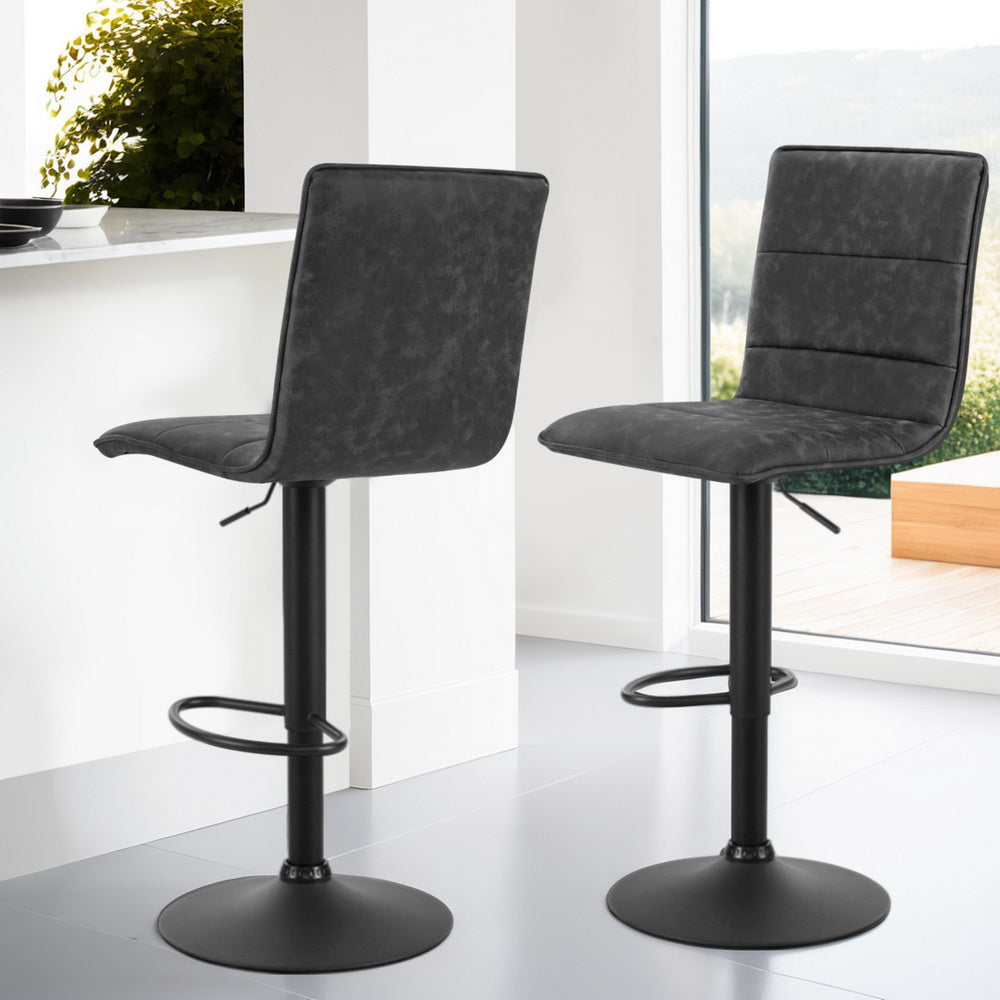 Artiss 4X Bar Stools Gas Lift Vintage Leather Grey