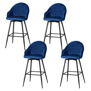 Artiss 4X Bar Stools Velvet Swivel Metal Legs Blue