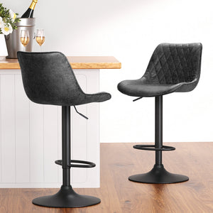 Artiss 4X Bar Stools Gas Lift Vintage Leather Black