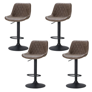 Artiss 4X Bar Stools Gas Lift Vintage Leather Brown