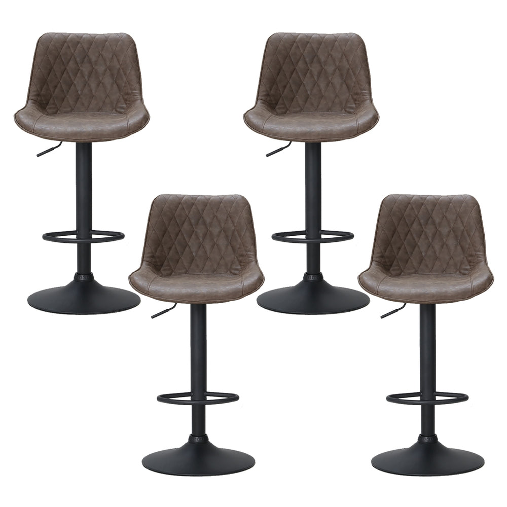 Artiss 4X Bar Stools Gas Lift Vintage Leather Brown