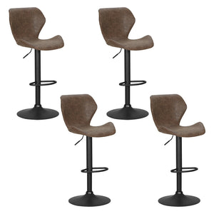 Artiss 4X Bar Stools Vintage Leather Gas Lift Brown