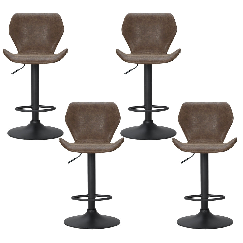 Artiss 4X Bar Stools Vintage Leather Gas Lift Brown