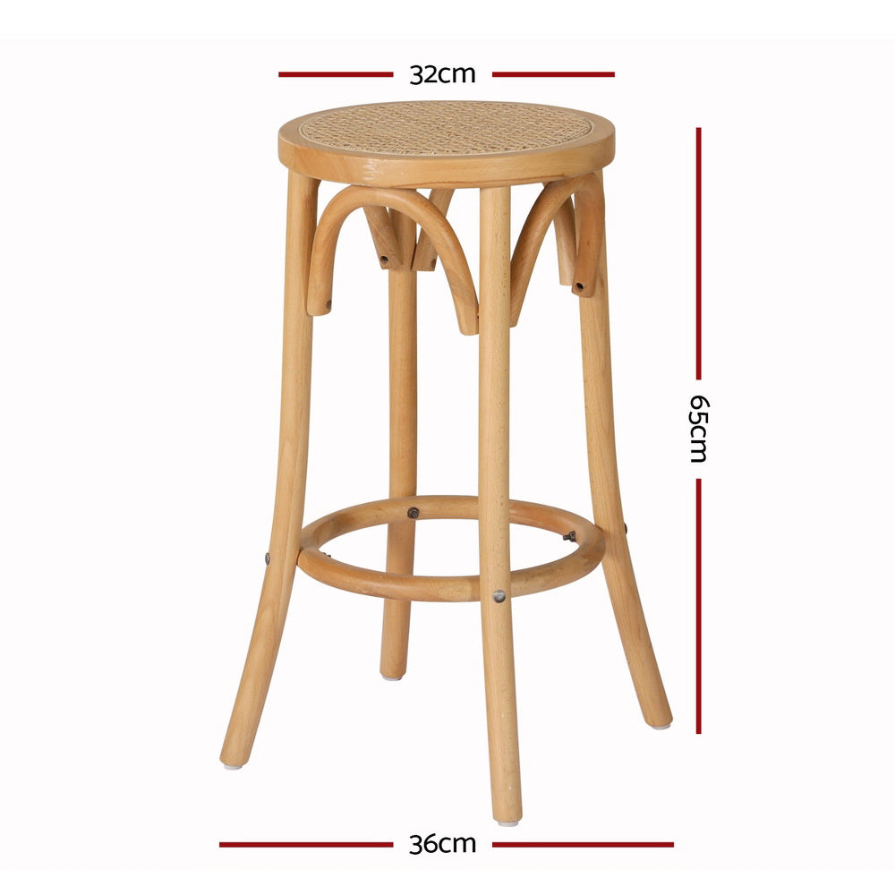 Artiss 4X Bar Stoosl Rattan Seat Wooden