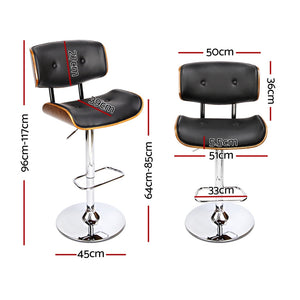 Artiss 4X Bar Stools Gas Lift Leather Black