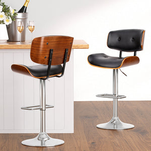 Artiss 4X Bar Stools Gas Lift Leather Black