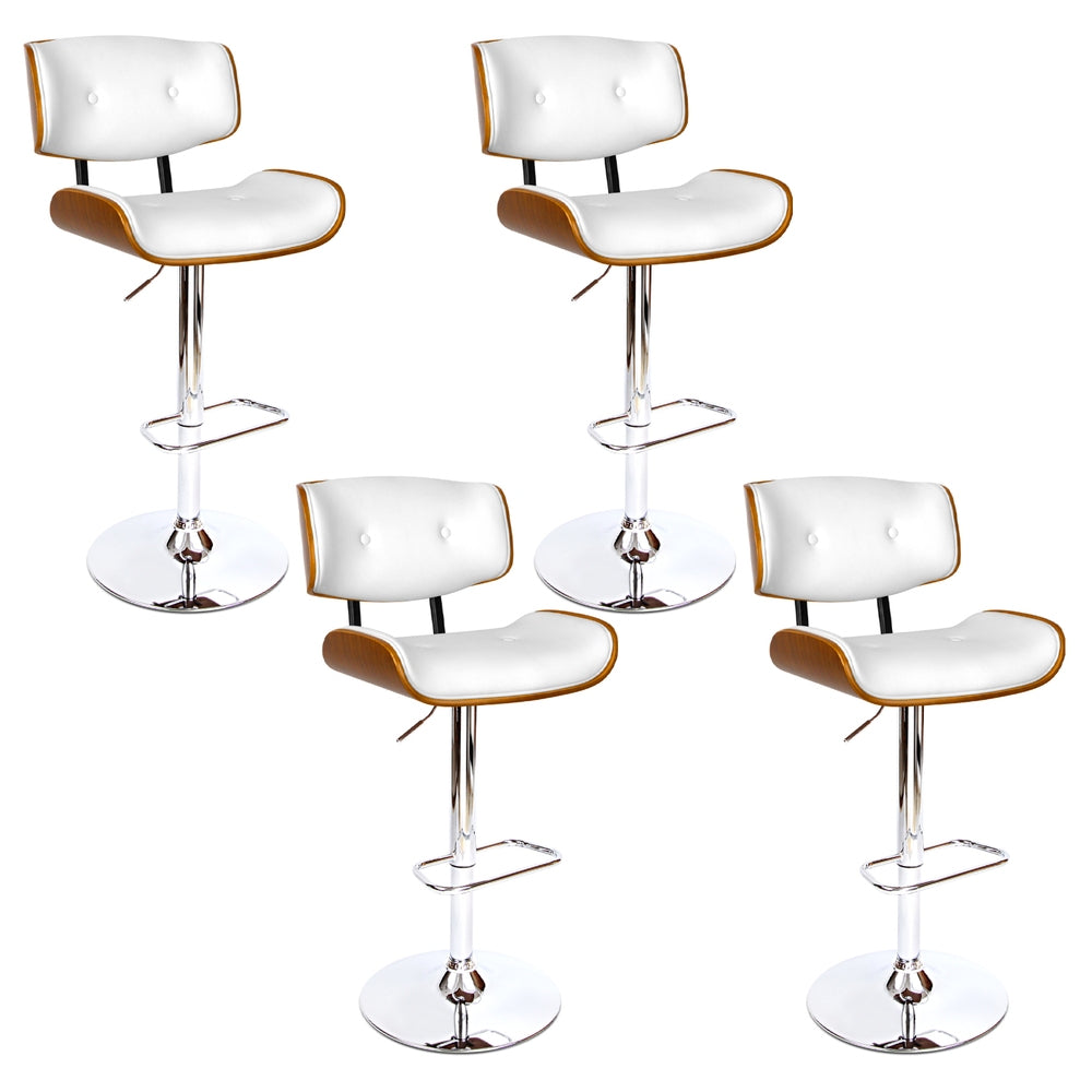 Artiss 4X Bar Stools Gas Lift Leather White