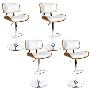 Artiss 4X Bar Stools Gas Lift Leather White