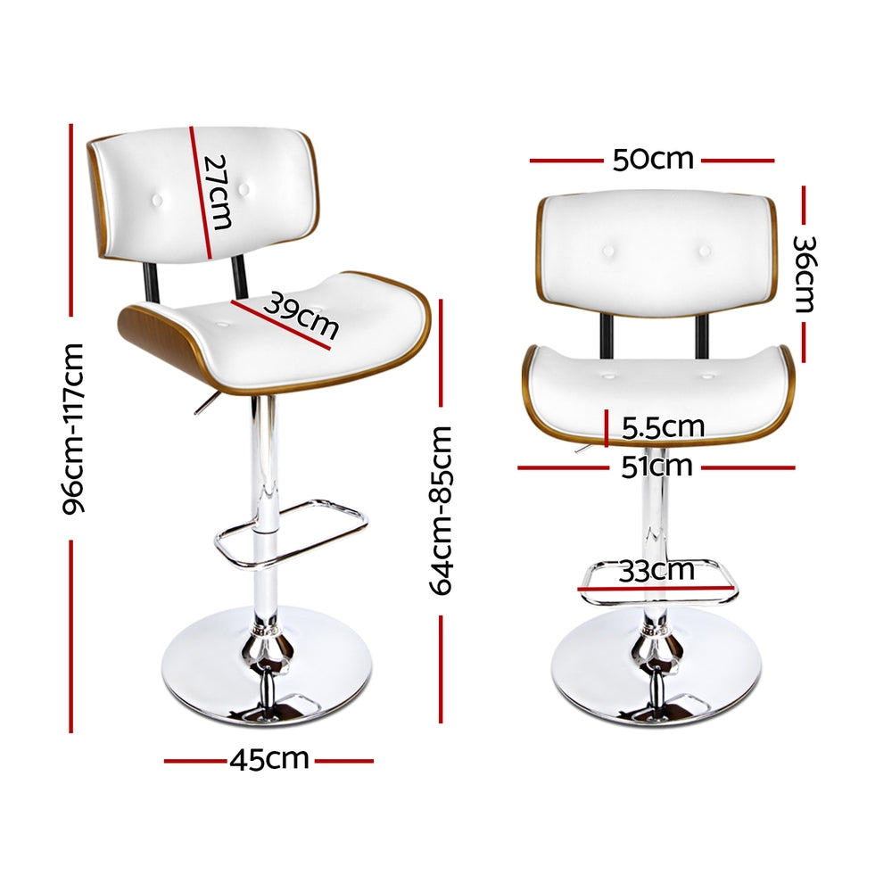 Artiss 4X Bar Stools Gas Lift Leather White