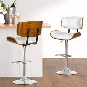 Artiss 4X Bar Stools Gas Lift Leather White