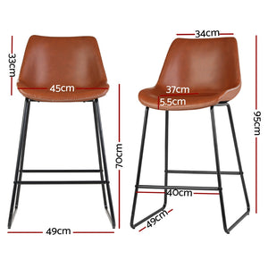 Artiss 4X Bar Stools Leather Padded Metal Legs Brown