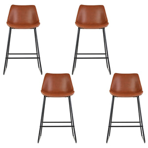 Artiss 4X Bar Stools Leather Padded Metal Legs Brown