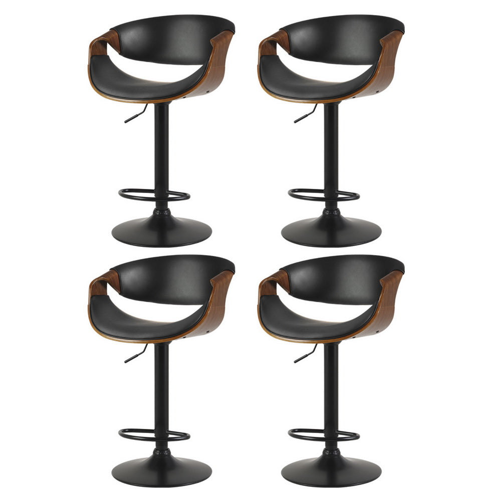 Artiss 4X Bar Stools Gas Lift Leather W/Armrest