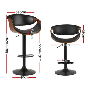 Artiss 4X Bar Stools Gas Lift Leather W/Armrest