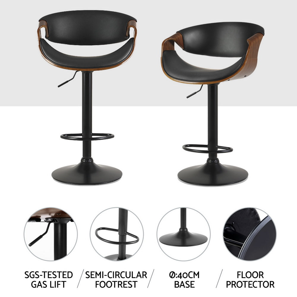 Artiss 4X Bar Stools Gas Lift Leather W/Armrest