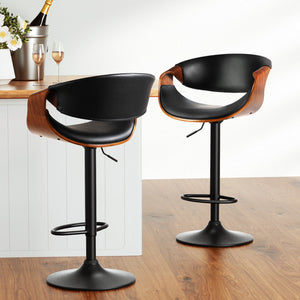 Artiss 4X Bar Stools Gas Lift Leather W/Armrest