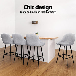 Artiss 4X Bar Stools Upholstered Counter Seat Kitchen Dining Chairs