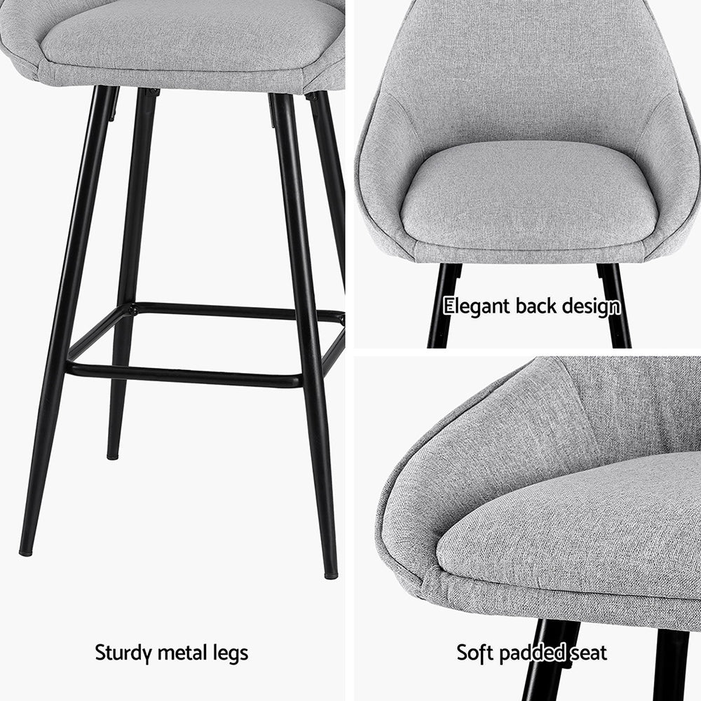 Artiss 4X Bar Stools Upholstered Counter Seat Kitchen Dining Chairs