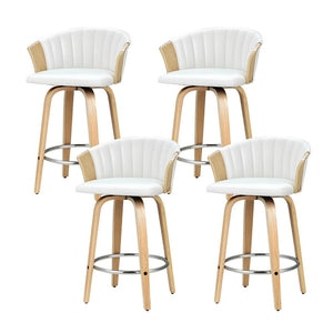 Artiss 4X Bar Stools Swivel Leather Chairs Wooden