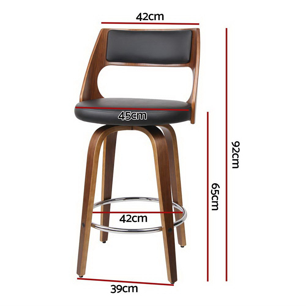 Artiss 4X Bar Stools Swivel Leather Chair 65Cm