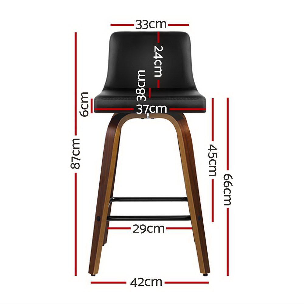 Artiss 4X Bar Stools Swivel Leather Padded Wooden