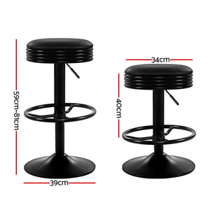 Artiss 4X Bar Stools Leather Padded Gas Lift Black