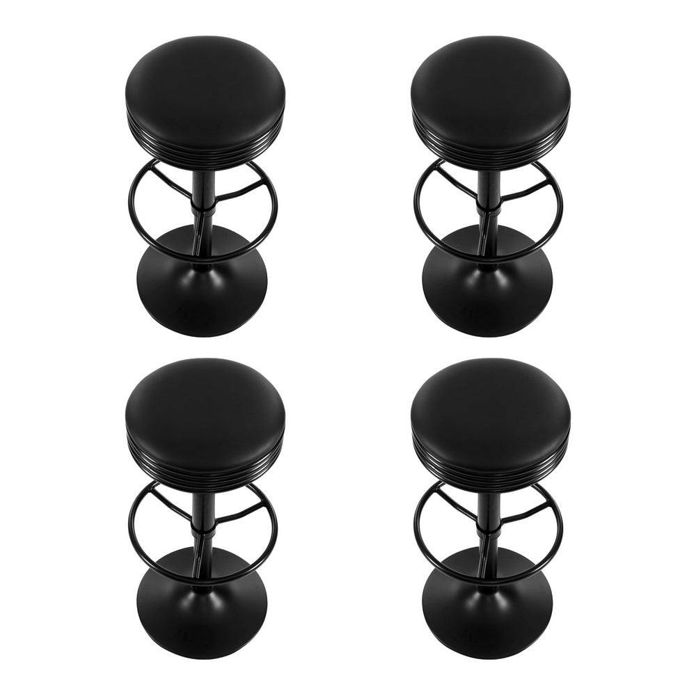 Artiss 4X Bar Stools Leather Padded Gas Lift Black